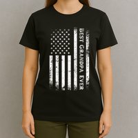 Vintage Best Grandpa Ever Us Flag Funny For Grandfather T-Shirt