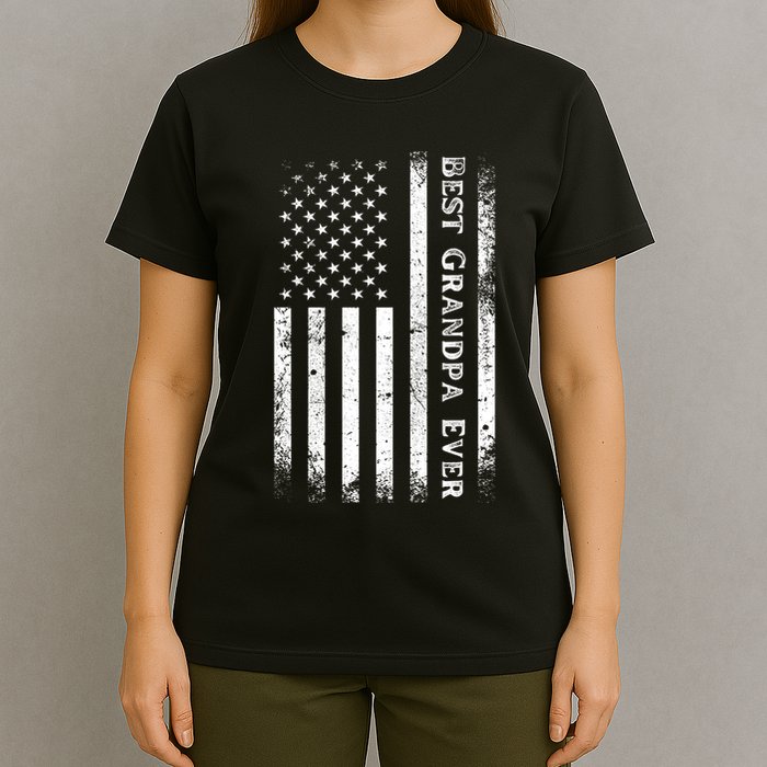 Vintage Best Grandpa Ever Us Flag Funny For Grandfather T-Shirt