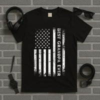 Vintage Best Grandpa Ever Us Flag Funny For Grandfather T-Shirt