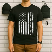 Vintage Best Grandpa Ever Us Flag Funny For Grandfather T-Shirt