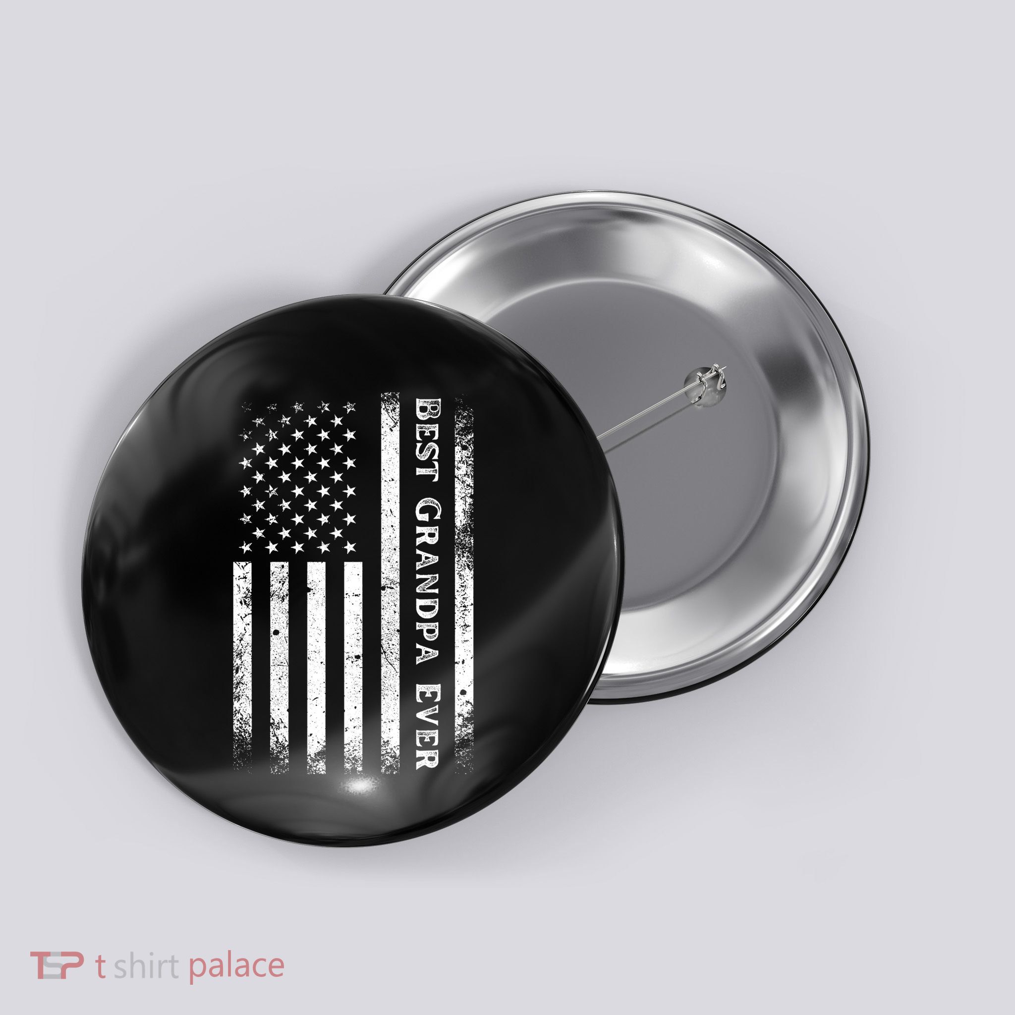 Vintage Best Grandpa Ever Us Flag Funny For Grandfather Button