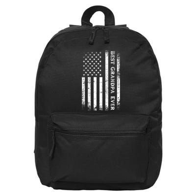 Vintage Best Grandpa Ever Us Flag Funny For Grandfather 16 in Basic Backpack