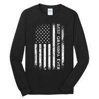 Vintage Best Grandpa Ever Us Flag Funny For Grandfather Tall Long Sleeve T-Shirt