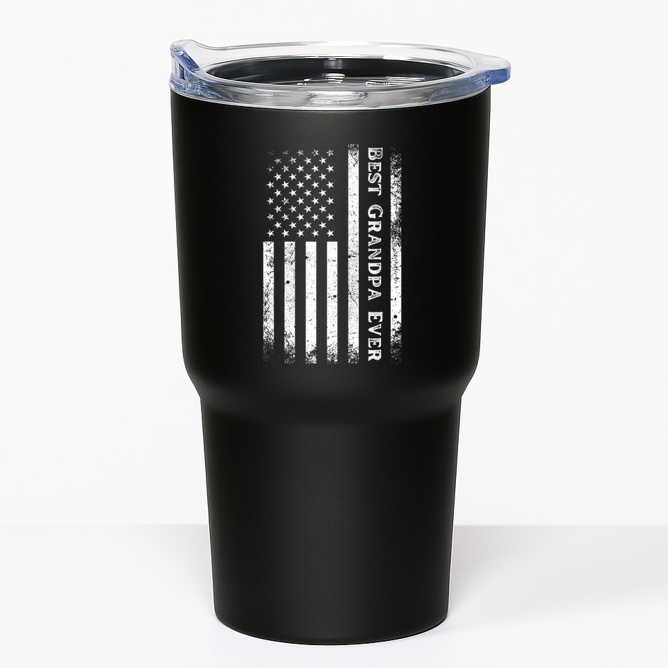 Vintage Best Grandpa Ever Us Flag Funny For Grandfather Tumbler