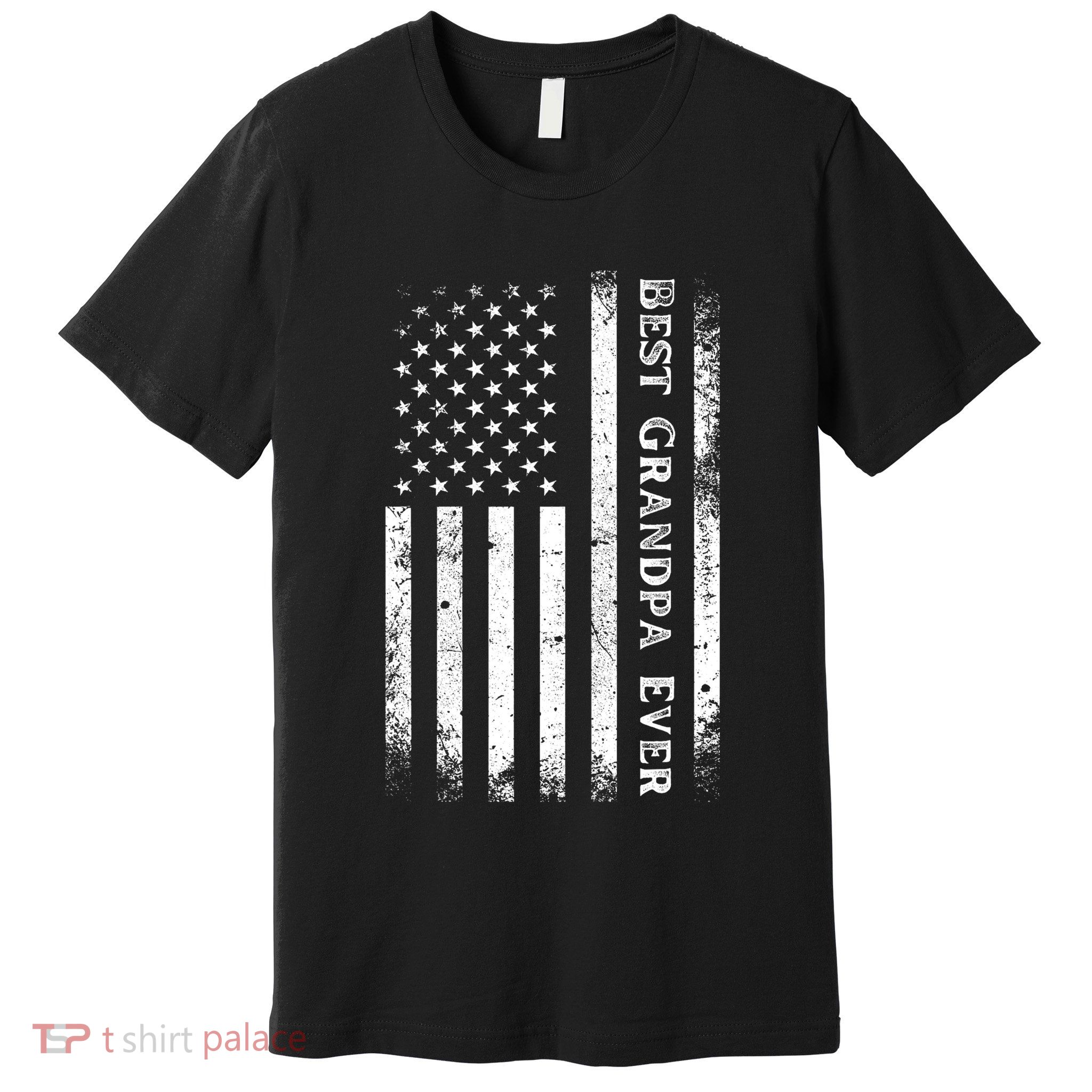 Vintage Best Grandpa Ever Us Flag Funny For Grandfather Premium T-Shirt