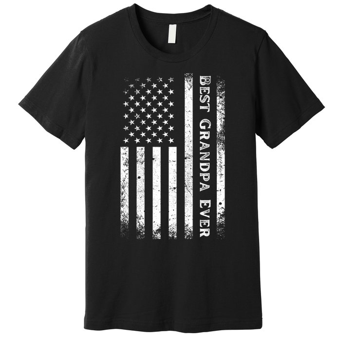 Vintage Best Grandpa Ever Us Flag Funny For Grandfather Premium T-Shirt