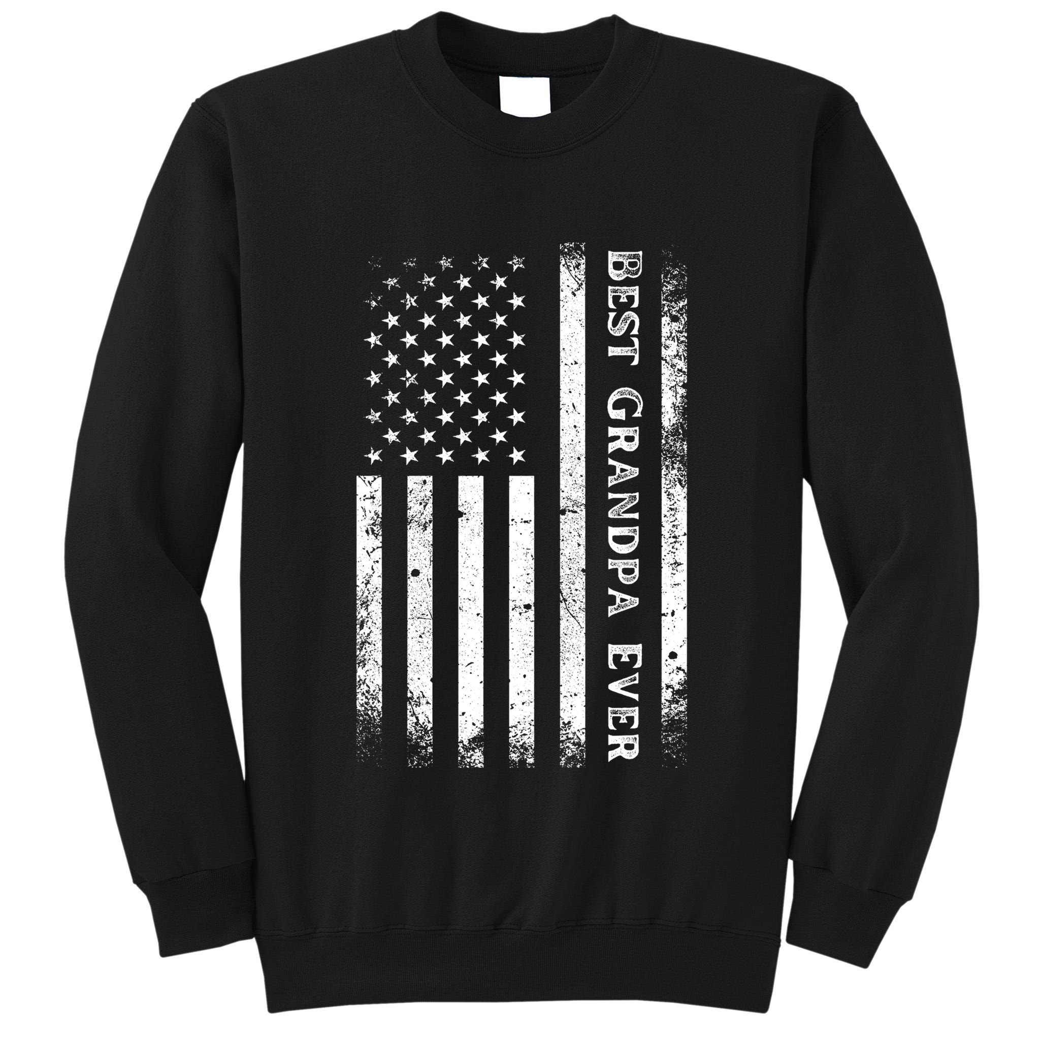 Vintage Best Grandpa Ever Us Flag Funny For Grandfather Tall Sweatshirt