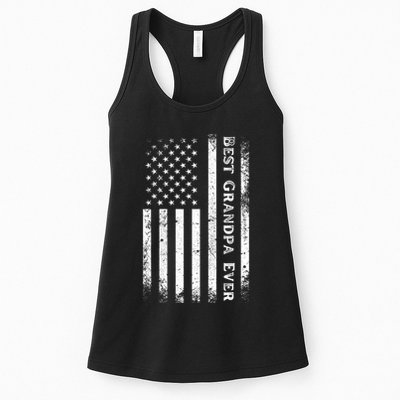 Vintage Best Grandpa Ever Us Flag Funny For Grandfather Womens Tank Top