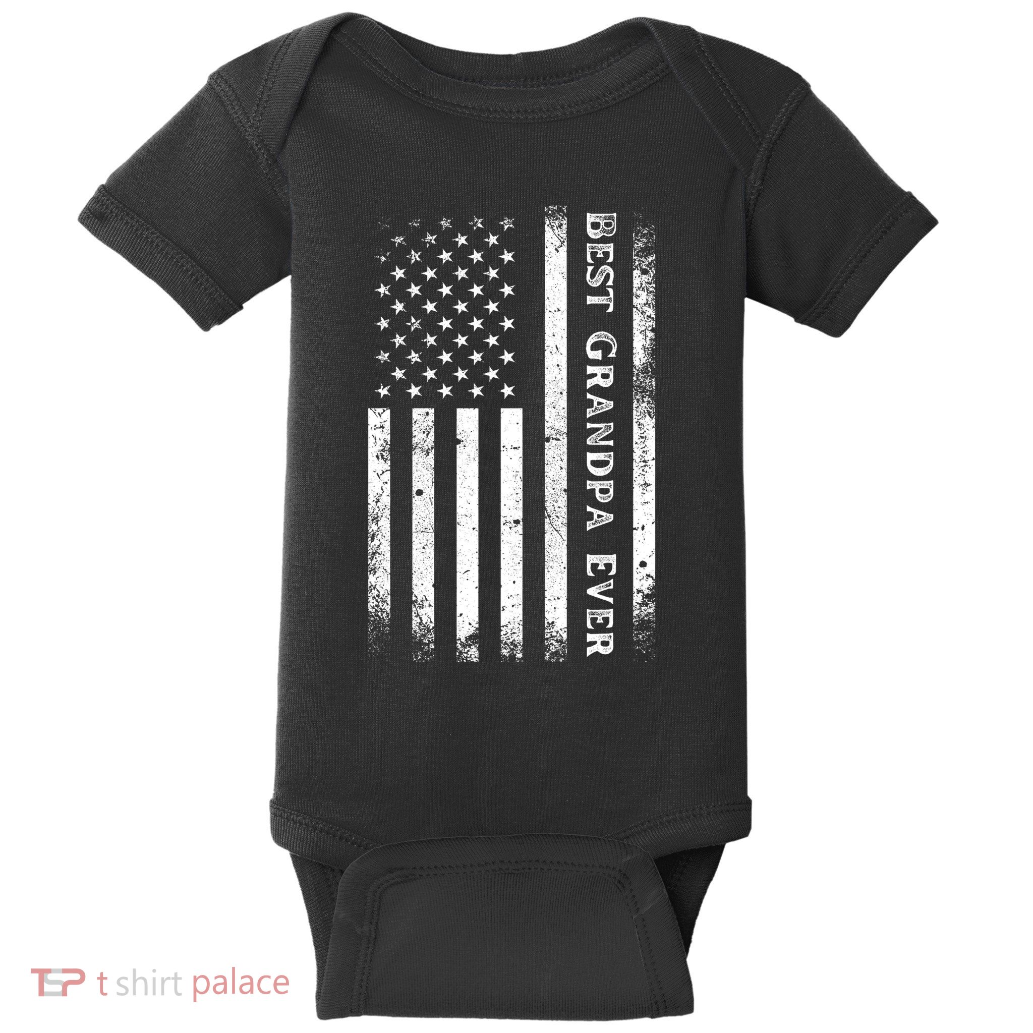Vintage Best Grandpa Ever Us Flag Funny For Grandfather Baby Bodysuit