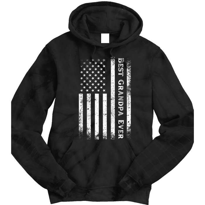 Vintage Best Grandpa Ever Us Flag Funny For Grandfather Tie Dye Hoodie