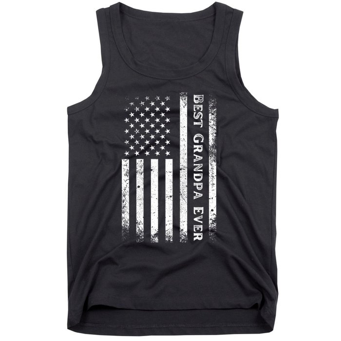 Vintage Best Grandpa Ever Us Flag Funny For Grandfather Tank Top