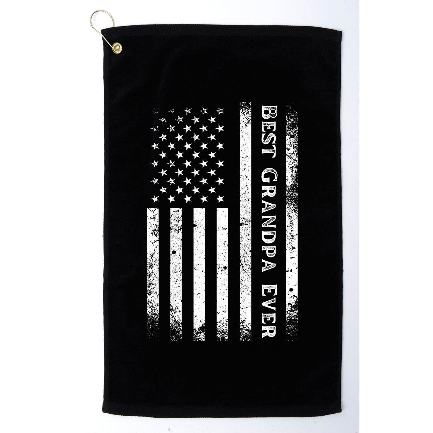 Vintage Best Grandpa Ever Us Flag Funny For Grandfather Golf Towel