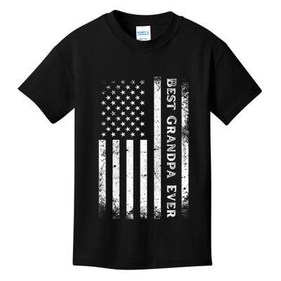 Vintage Best Grandpa Ever Us Flag Funny For Grandfather Kids T-Shirt