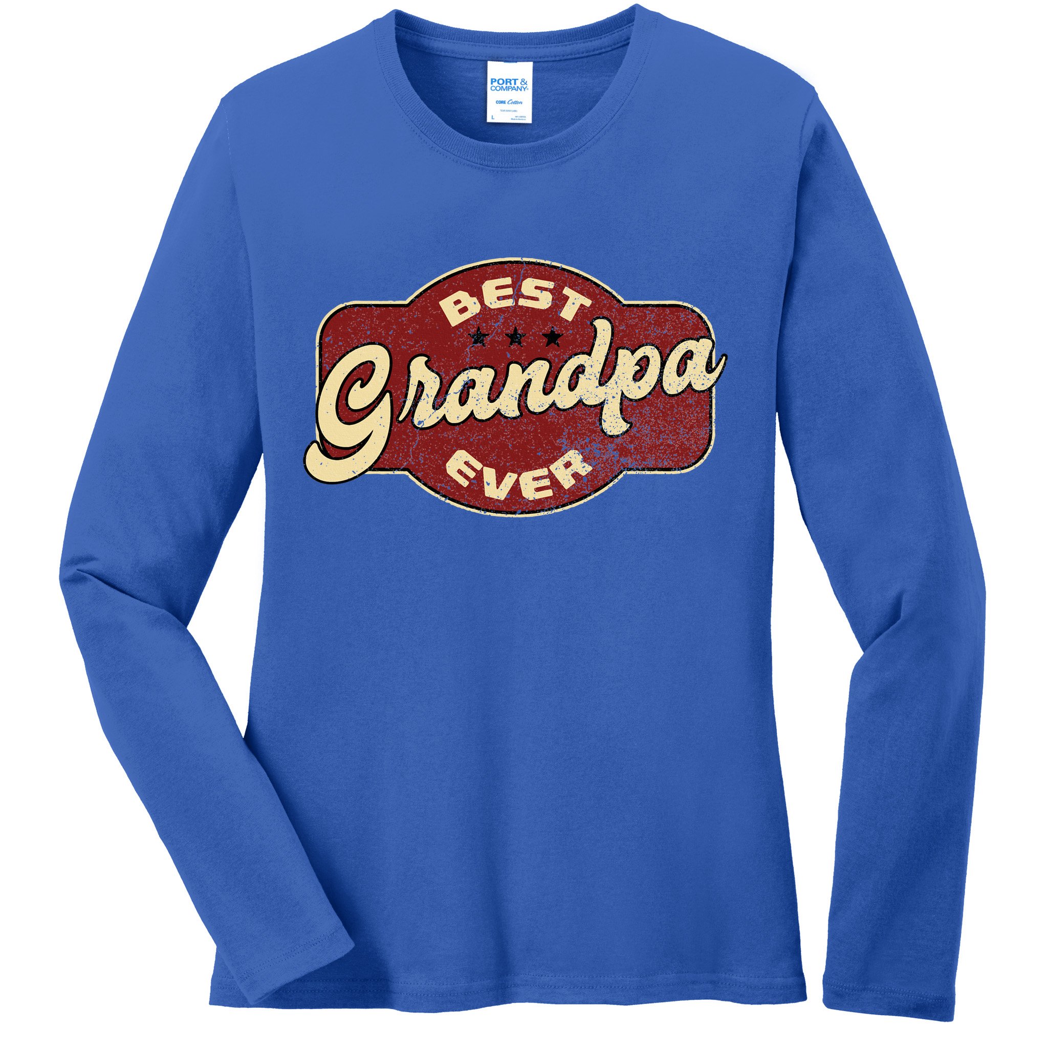 Vintage Best Grandpa Ever  Ladies Long Sleeve Shirt