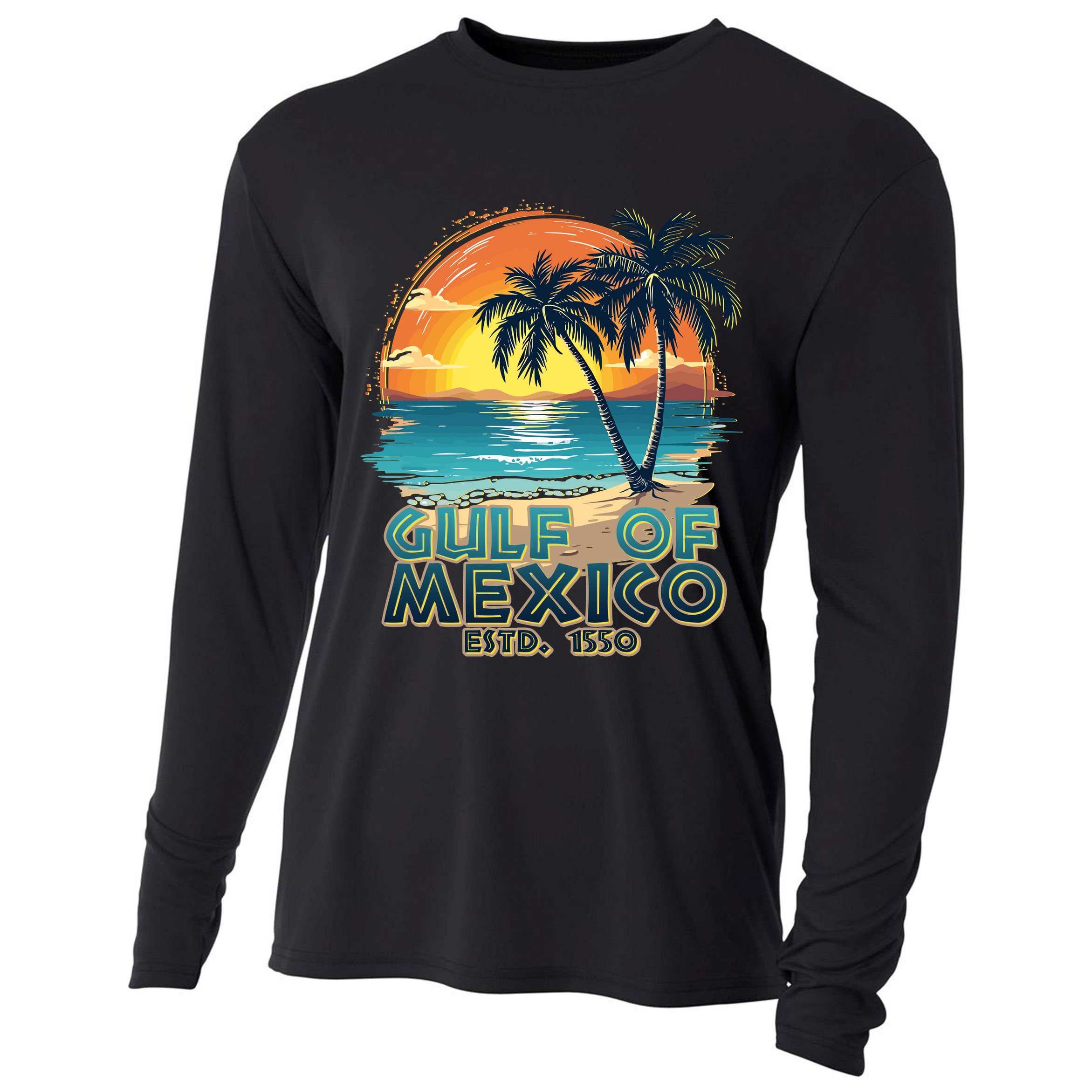 Vintage Beach Gulf Of Mexico Estd 1550 Cooling Performance Long Sleeve Crew