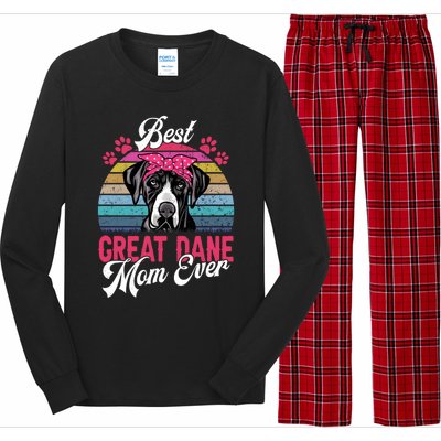 Vintage Best Great Dane Mom Ever Funny Gift Long Sleeve Pajama Set