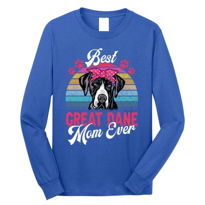 Vintage Best Great Dane Mom Ever Funny Gift Long Sleeve Shirt