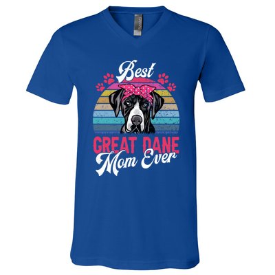 Vintage Best Great Dane Mom Ever Funny Gift V-Neck T-Shirt