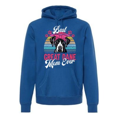 Vintage Best Great Dane Mom Ever Funny Gift Premium Hoodie