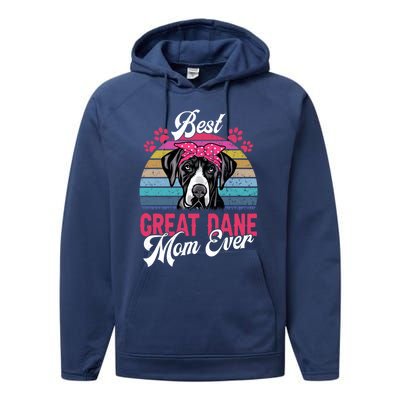 Vintage Best Great Dane Mom Ever Funny Gift Performance Fleece Hoodie