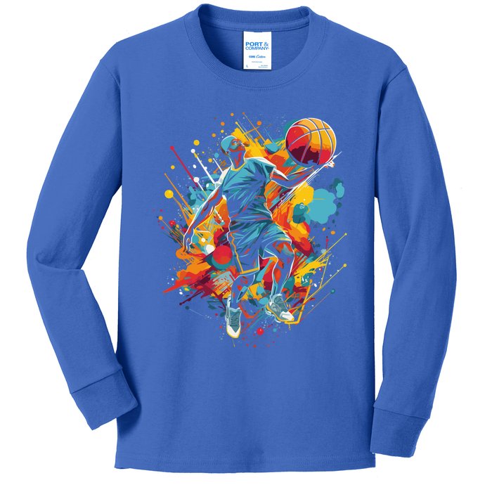 Vibrant Basketball Gift Graphic Game Day Gift Gift Kids Long Sleeve Shirt