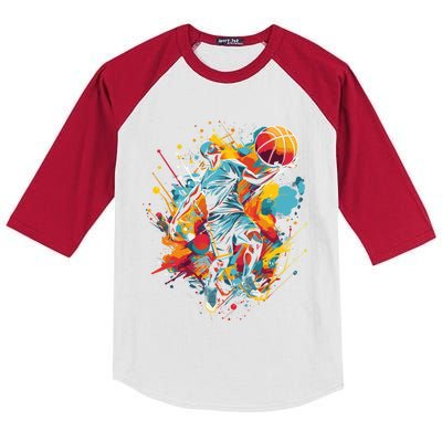 Vibrant Basketball Gift Graphic Game Day Gift Gift Kids Colorblock Raglan Jersey