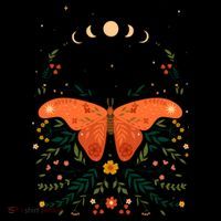 Vintage Boho Garden Moon Moth Button