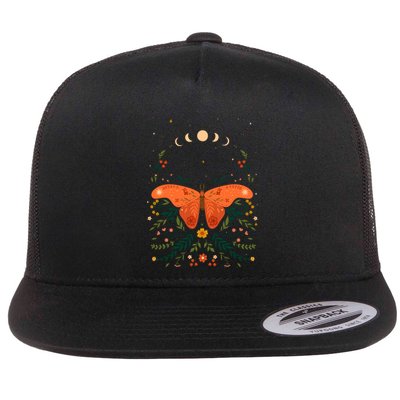 Vintage Boho Garden Moon Moth Flatbill Hat