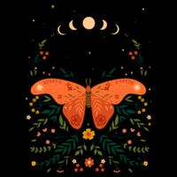 Vintage Boho Garden Moon Moth Flatbill Hat