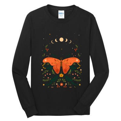 Vintage Boho Garden Moon Moth Tall Long Sleeve T-Shirt