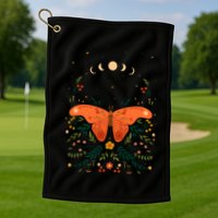 Vintage Boho Garden Moon Moth Golf Towel
