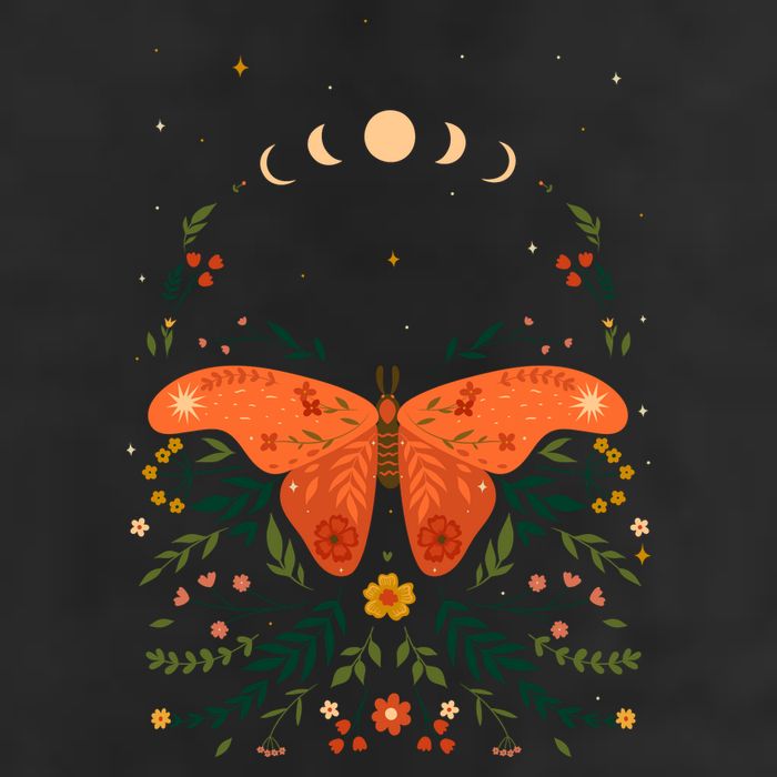Vintage Boho Garden Moon Moth Golf Towel