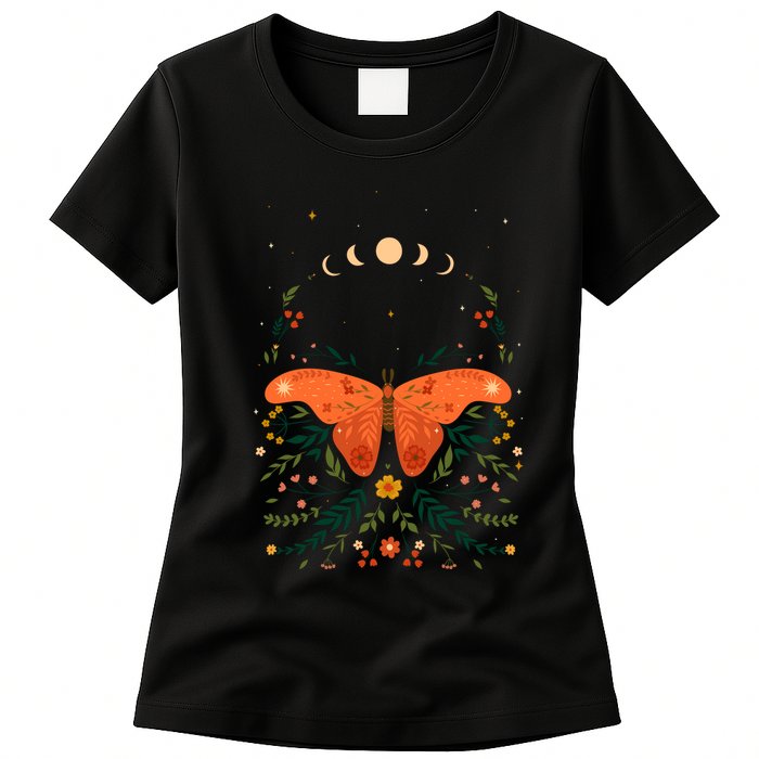 Vintage Boho Garden Moon Moth Womens T-Shirt