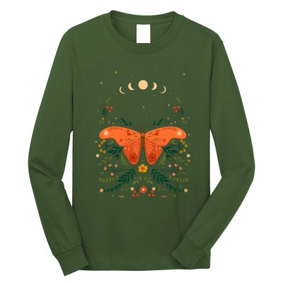 Vintage Boho Garden Moon Moth Long Sleeve Shirt
