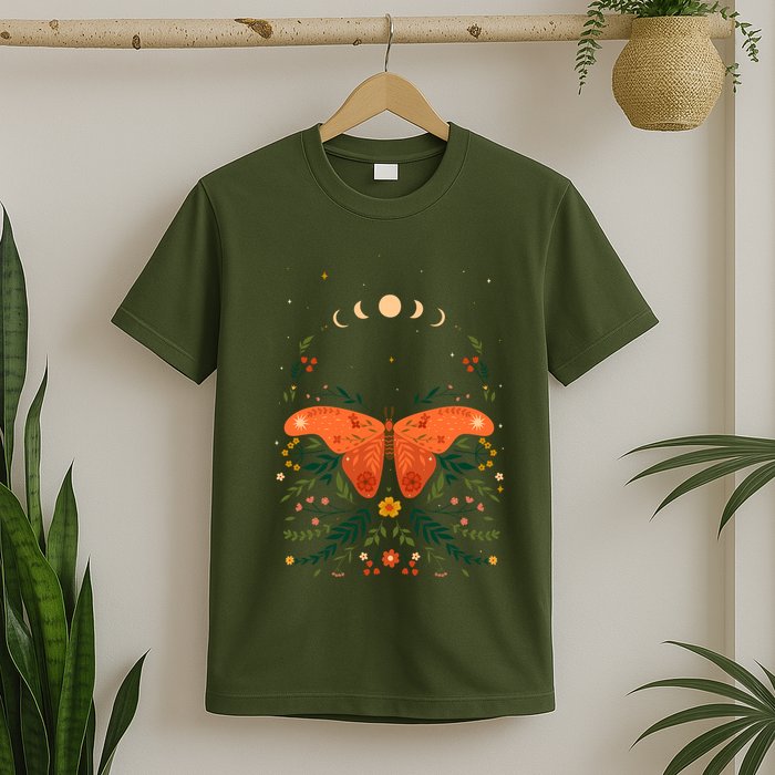 Vintage Boho Garden Moon Moth T-Shirt