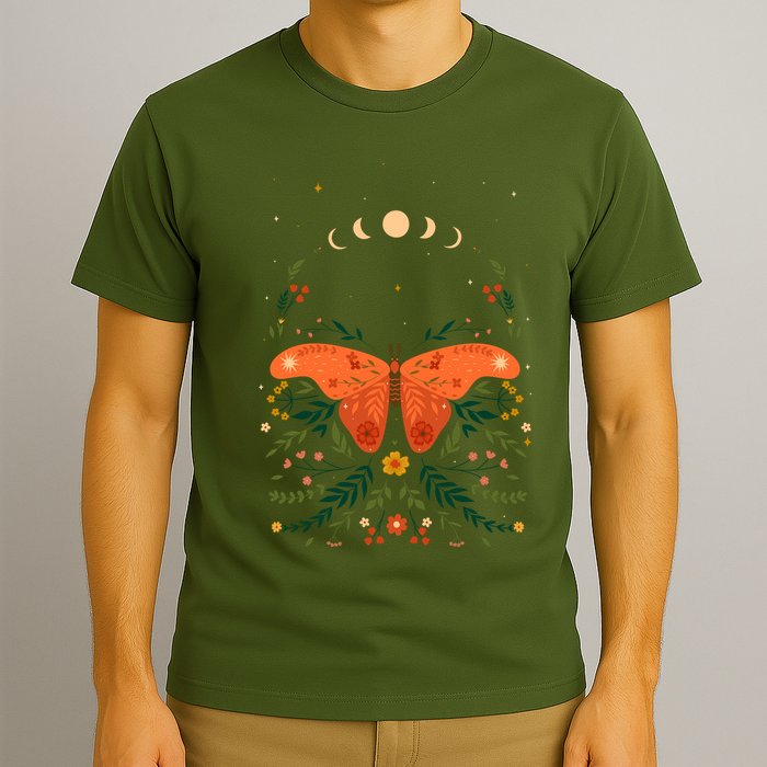 Vintage Boho Garden Moon Moth T-Shirt