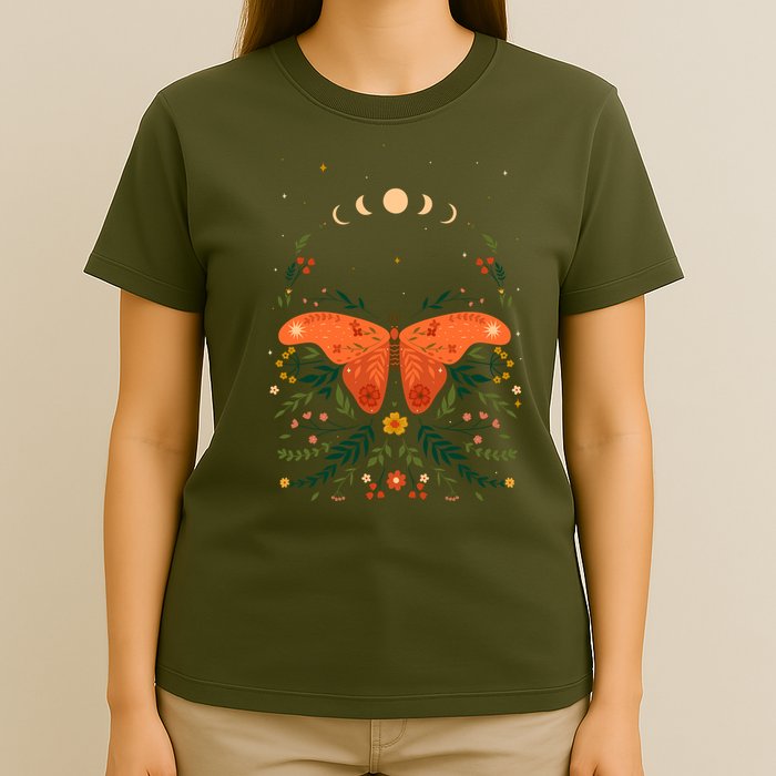Vintage Boho Garden Moon Moth T-Shirt