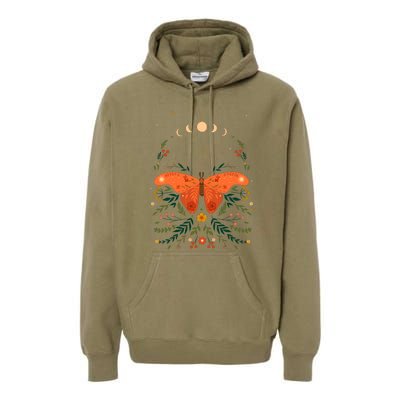 Vintage Boho Garden Moon Moth Premium Hoodie