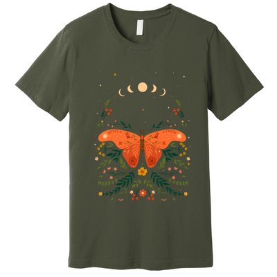 Vintage Boho Garden Moon Moth Premium T-Shirt