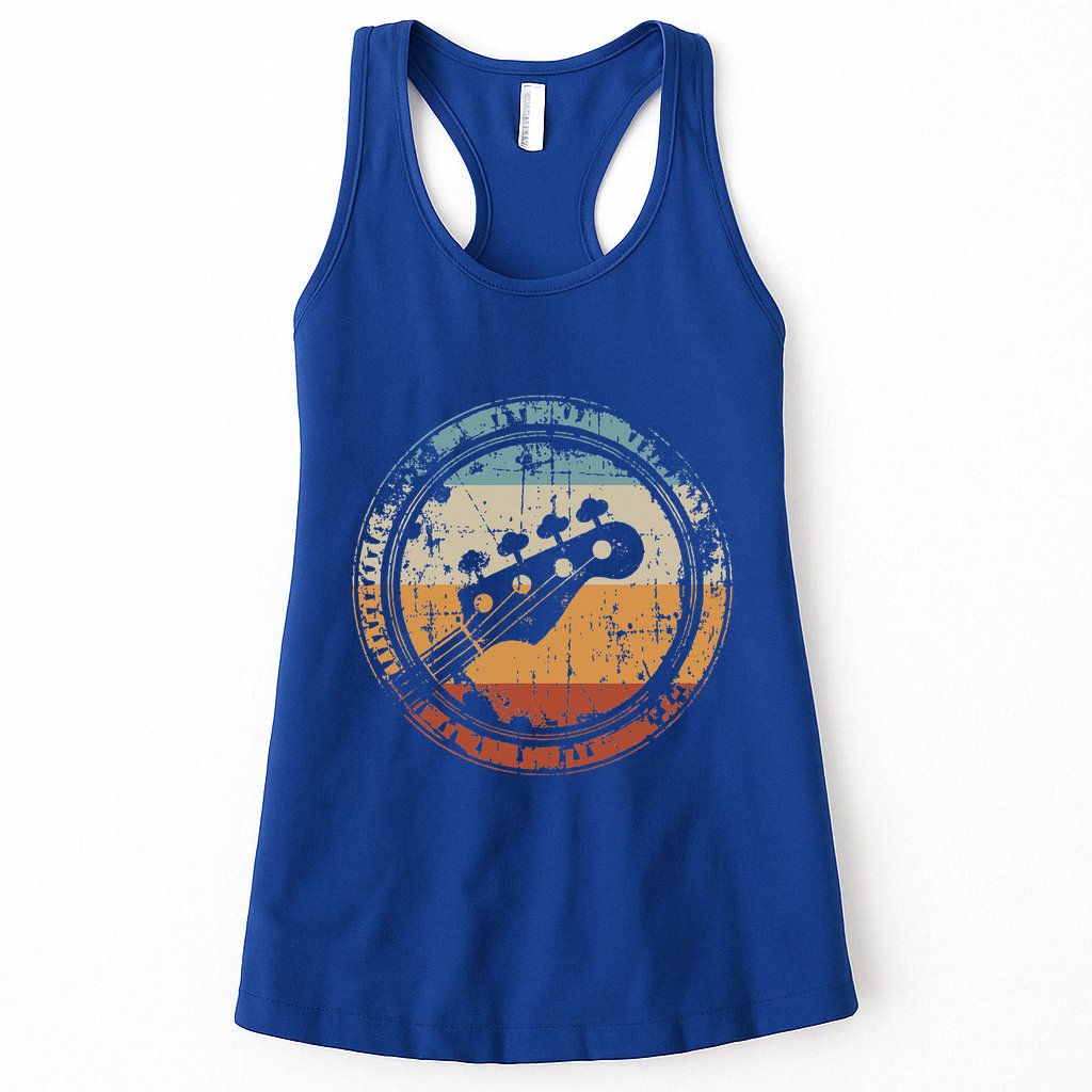 Vintage Bass Guitar Headstock for Bassist and Bass Player Womens Tank Top