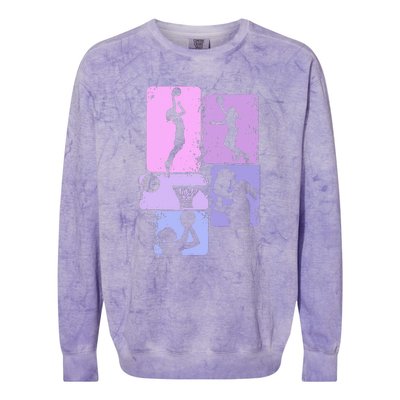 Vintage Basketball Girl Women Colorblast Crewneck Sweatshirt