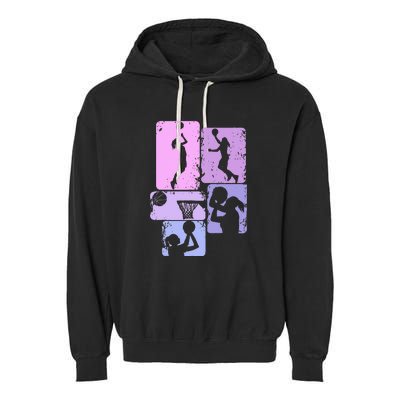 Vintage Basketball Girl Women Garment-Dyed Fleece Hoodie