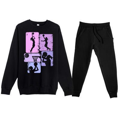 Vintage Basketball Girl Women Premium Crewneck Sweatsuit Set