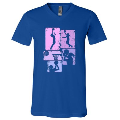 Vintage Basketball Girl Women V-Neck T-Shirt