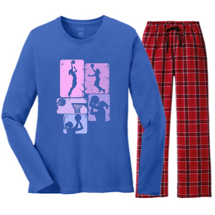 Vintage Basketball Girl Women Women's Long Sleeve Flannel Pajama Set 