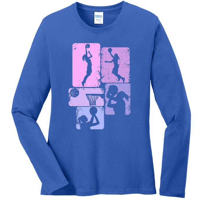 Vintage Basketball Girl Women Ladies Long Sleeve Shirt