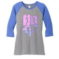 Vintage Basketball Girl Women Women's Tri-Blend 3/4-Sleeve Raglan Shirt