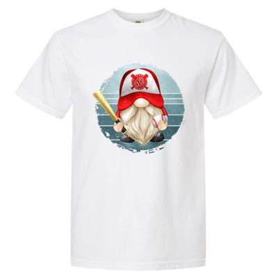 Vintage Baseball Grandpa Gnome Dad Graphic With Retro Sunset Gift Garment-Dyed Heavyweight T-Shirt