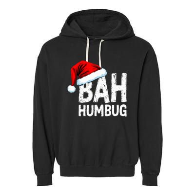 Vintage Bah Humbug Christmas Santa Funny Xmas Party Garment-Dyed Fleece Hoodie