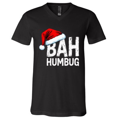 Vintage Bah Humbug Christmas Santa Funny Xmas Party V-Neck T-Shirt